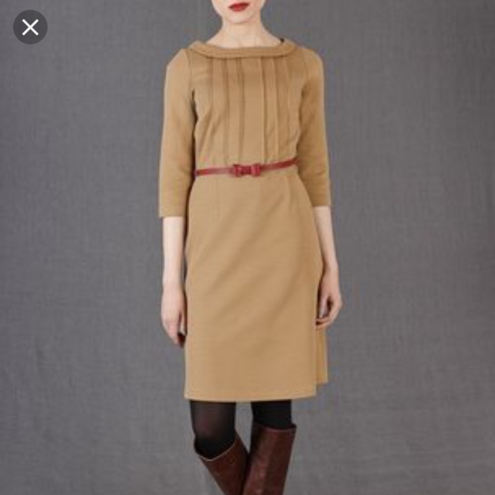 Boden Alexa long sleeve collared camel dress